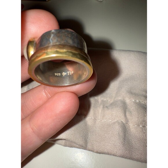 SILPADA Sterling Silver Ring Size 8 Womens Citrine Artisan Tri Tone Copper Wide - Picture 3 of 5